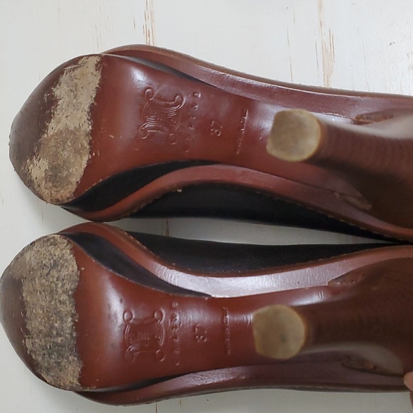 Celine | Dark Brown Platform Pumps Sz 37 - Picture 10 of 12